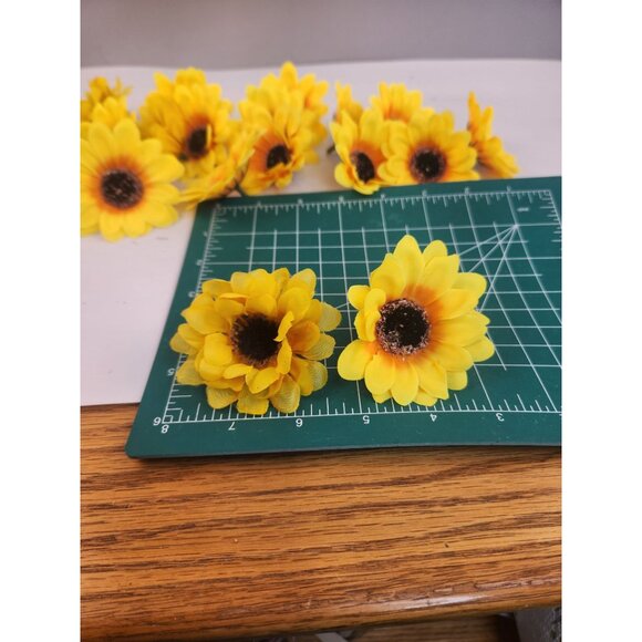 Yellow Artificial Sunflower Heads 2.5 Inch Pack Of 18 Decorative Flowers - Picture 11 of 14